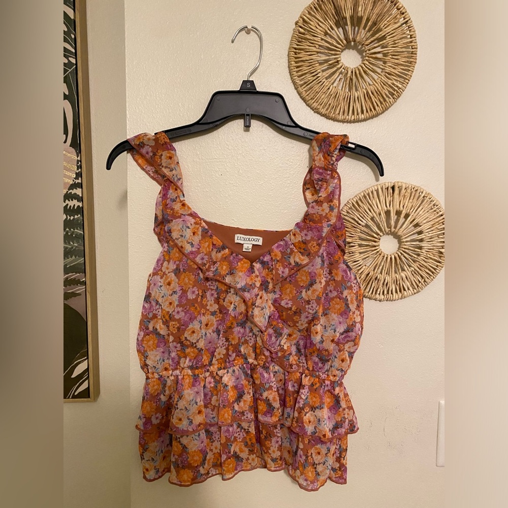 Floral v neck tank top